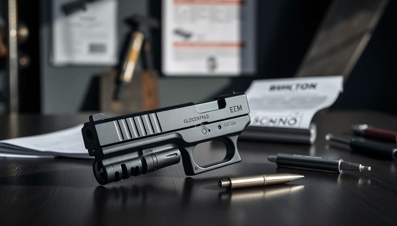 View of a glock 19 slide oem highlighting its precision design and smooth finish