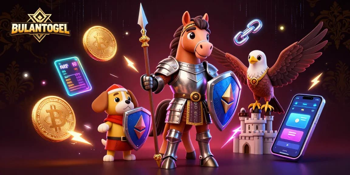 Engage with BULANTOGEL through an electrifying medieval fantasy casino scene filled with crypto elements.