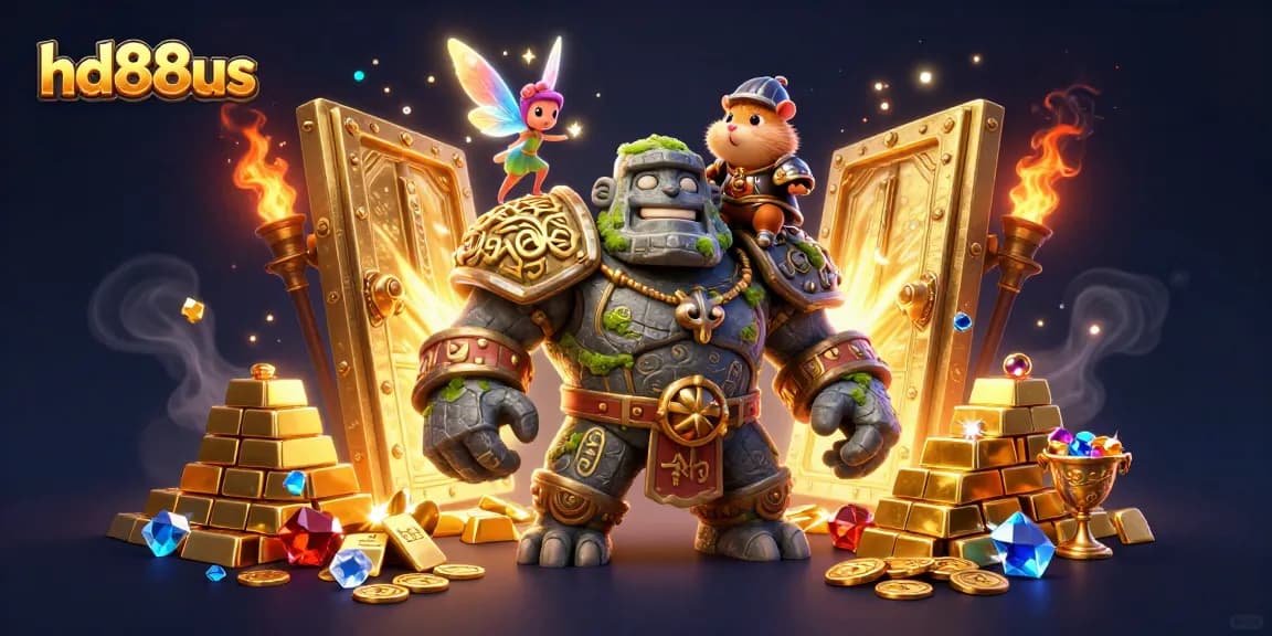 Join the excitement of hd88us with magical guardians and treasures in this vibrant casino illustration.