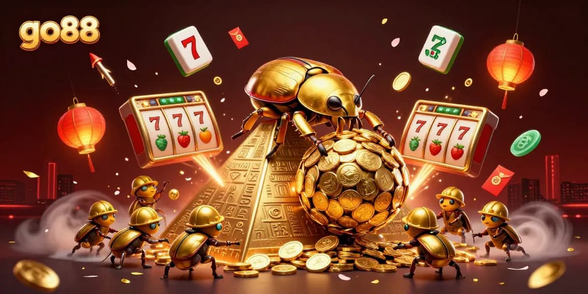 Experience thrilling gameplay at go88 with a vibrant 3D illustration showcasing fortune and luck in a casino setting.