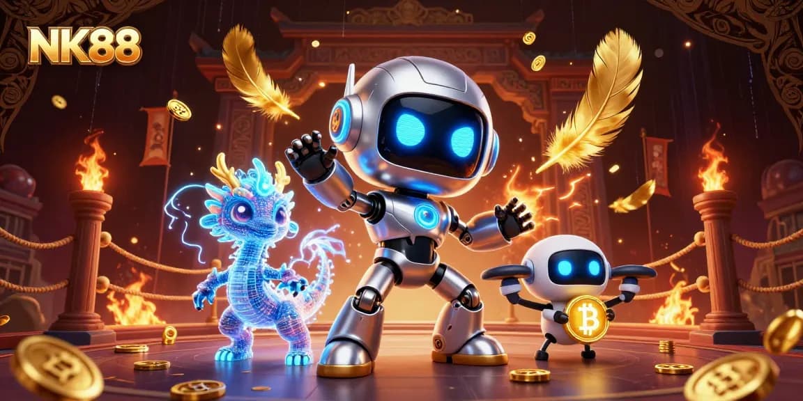 Engage with NK88: A vibrant scene showcasing online casino adventures with advanced gaming elements.