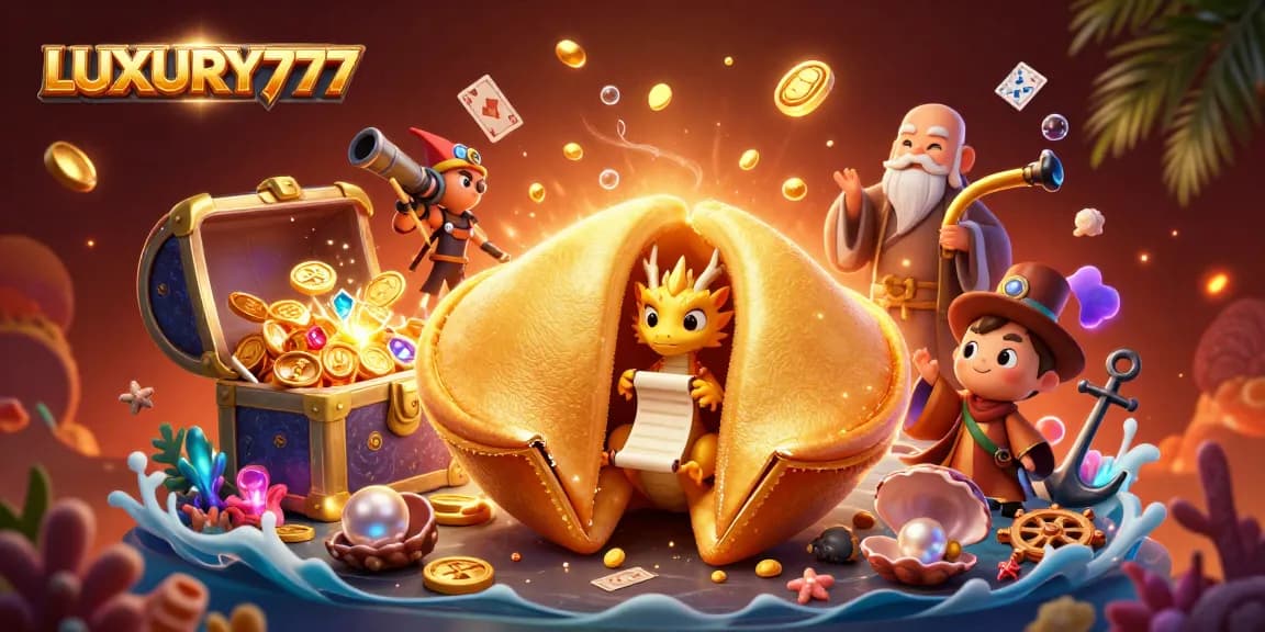 Gamenya LUXURY777 dalam ilustrasi 3D penuh energi dengan koin emas berjatuhan dan karakter menarik.