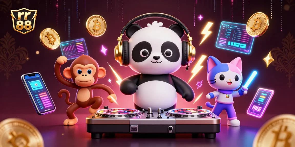 Join the fun at rr 88 with a DJ panda spinning roulette, a dancing monkey, and a glowing kitten!