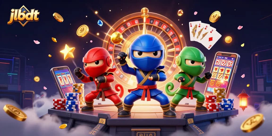 Experience thrilling gameplay with jlbdt's ninja chameleons amidst dazzling casino elements.