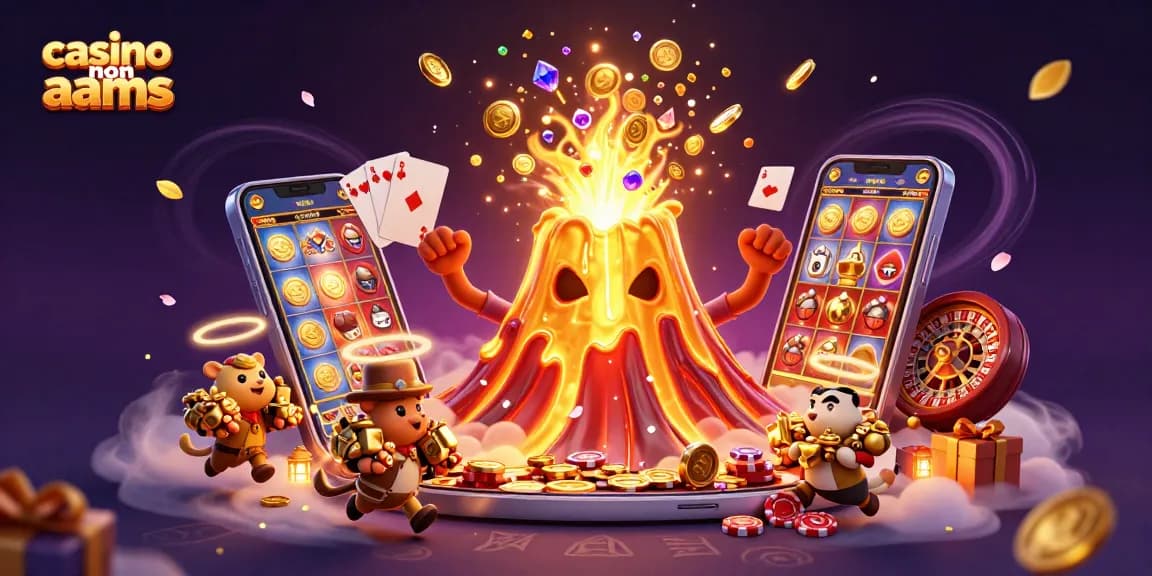 Immagine di un vulcano dorato che erutta monete nel contesto di casino non aams.