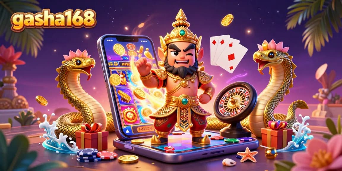 Experience thrilling gameplay with gacha168 featuring colorful slot games, golden coins, and festive decor.