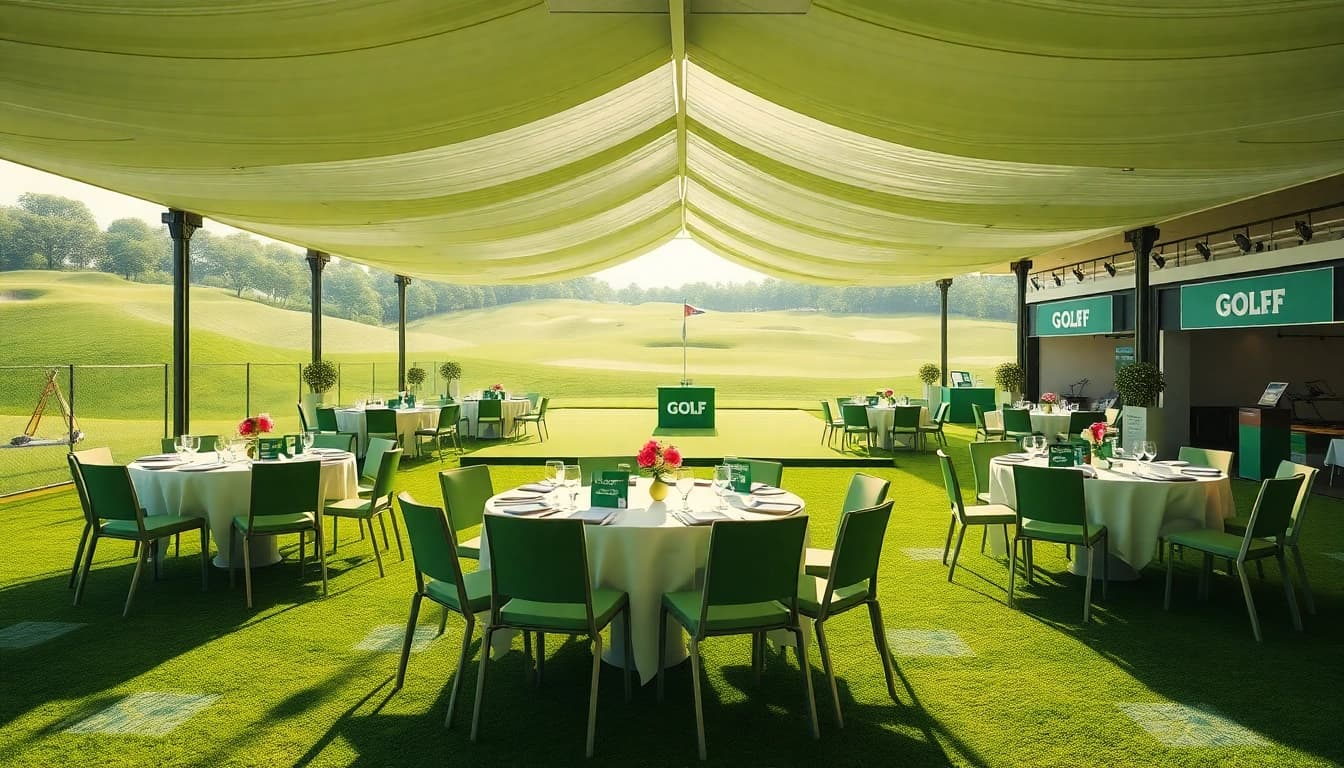 Hosting Events at an elegant golf venue with vibrant decor and inviting atmosphere.