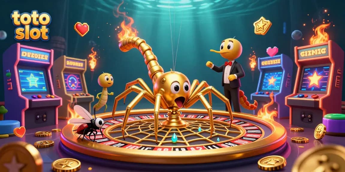 Experience the thrilling world of toto slot with a golden spider web roulette and vibrant game elements.