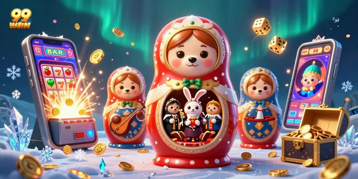 Experience the thrill of 99WIN with colorful casino elements and engaging characters.