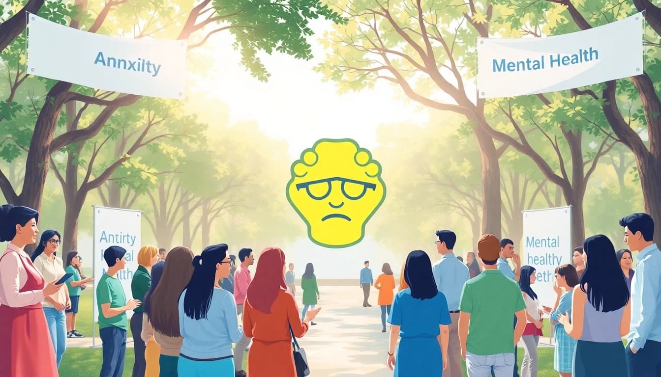 Engaging community event showcasing the anxiety symbol in mental health awareness.
