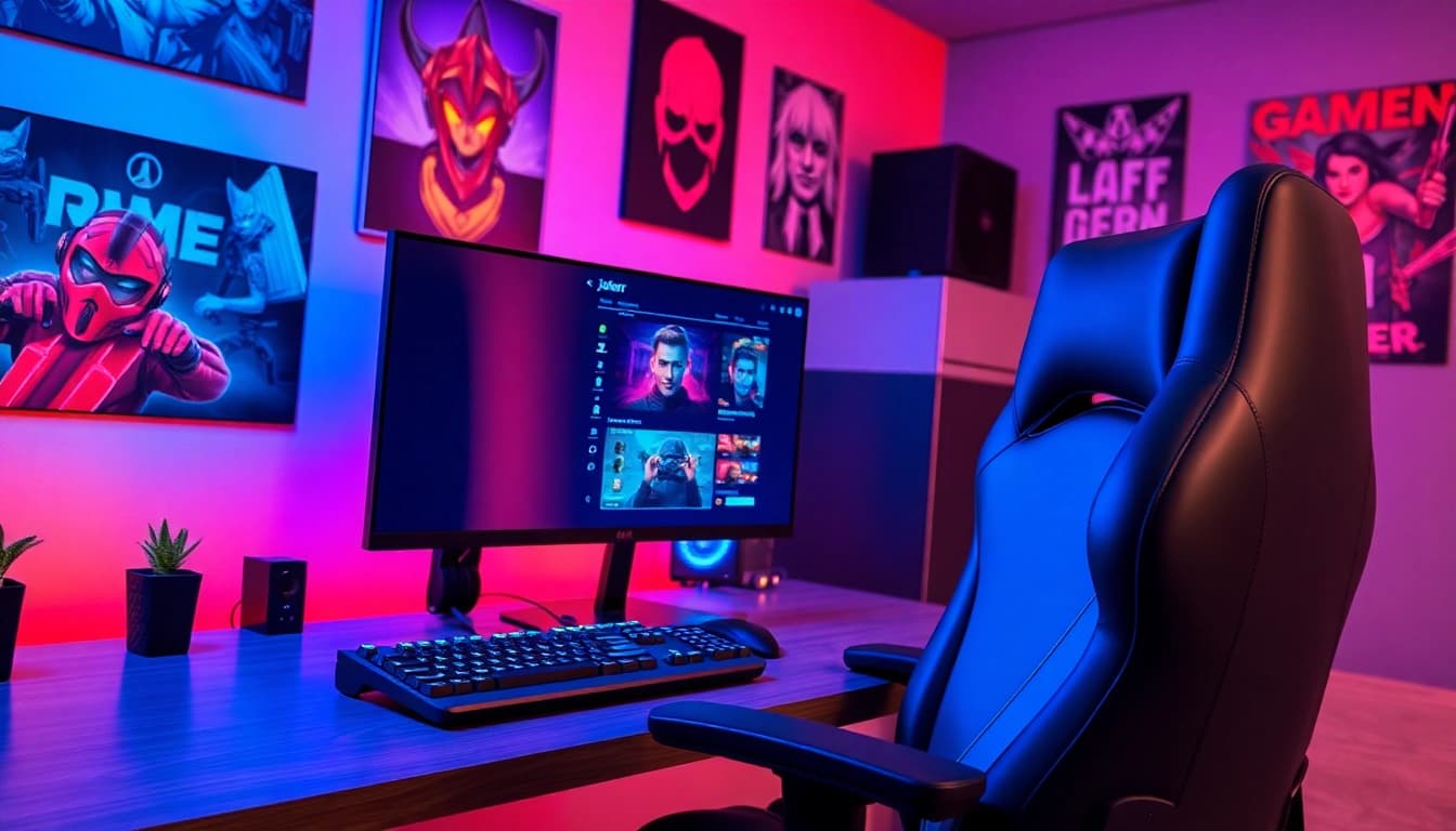 Engaging view of a jokergaming setup with a vibrant interface and dynamic lighting.