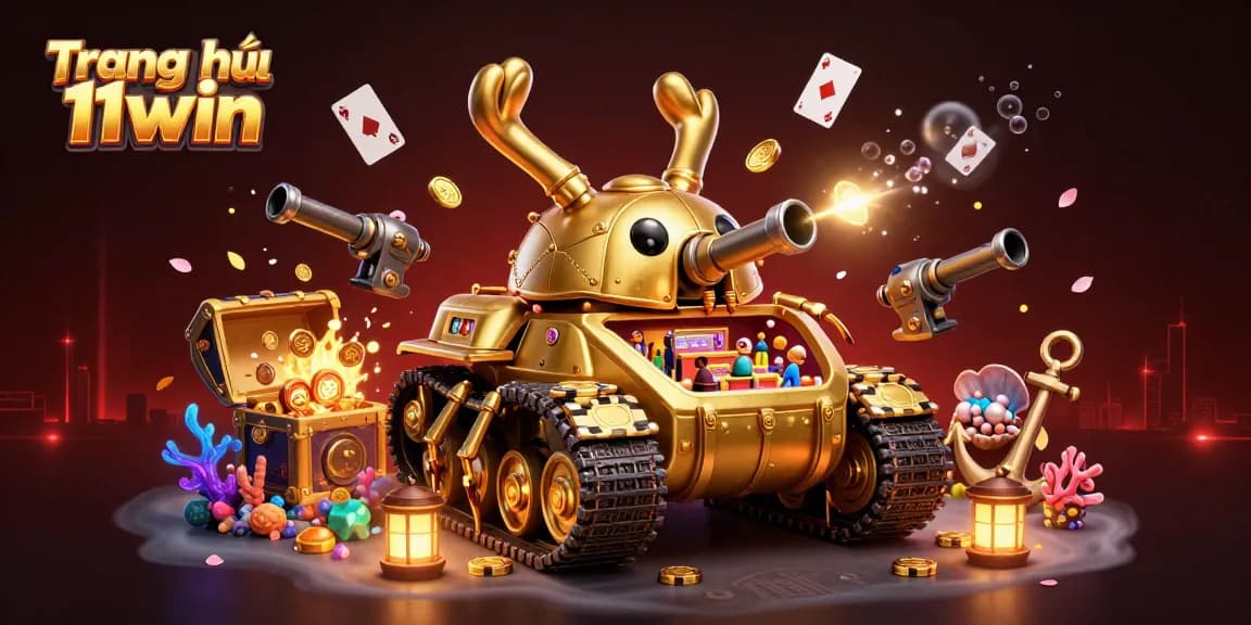 Engage with the vibrant Trang chủ 11win casino adventure featuring golden beetle tank amidst treasures and games.