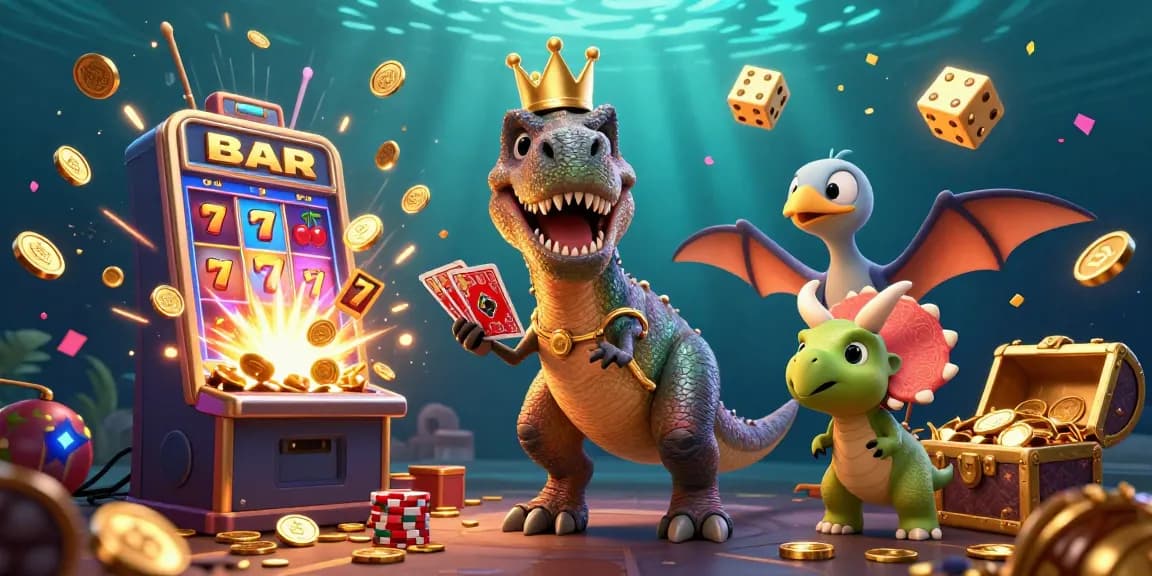 Experience thrilling casino action with QQCASH188's vibrant slot machine explosion and whimsical characters.