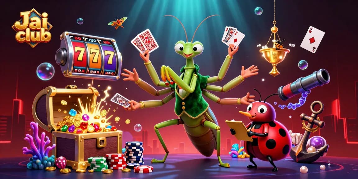 Experience thrilling gameplay at Jai club with vibrant slot reels and engaging characters.
