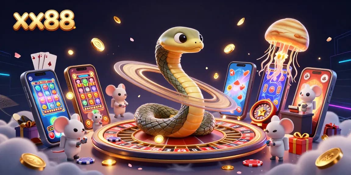 Play exciting games at xx88 as astronaut mice place bets on a vibrant cosmic roulette!
