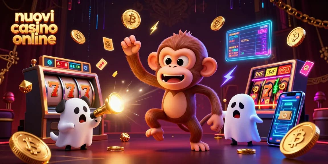 Scopri giochi avvincenti nei nuovi casino online, con monete e simboli d’azzardo in un'illusione vibrante.