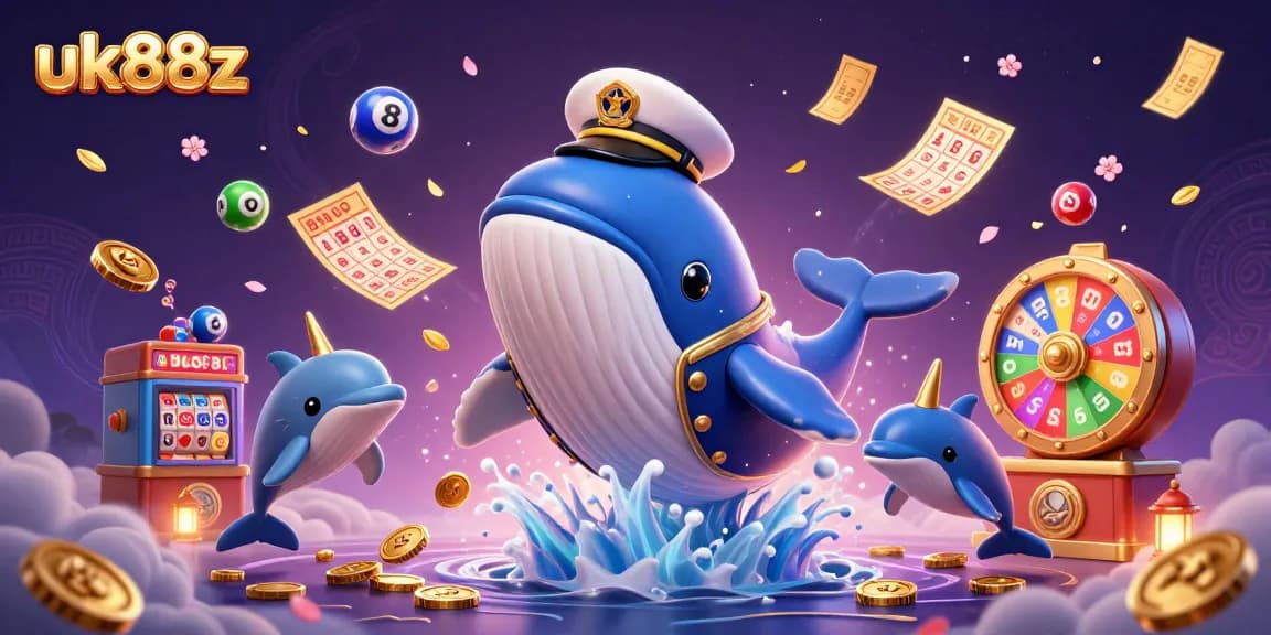Engage in thrilling lottery adventures with uk88z's vibrant whale and friends in an ocean of winnings