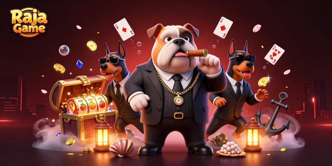 Engage in thrilling Raja game action with a mafia-inspired scene filled with rich details and gambling excitement.