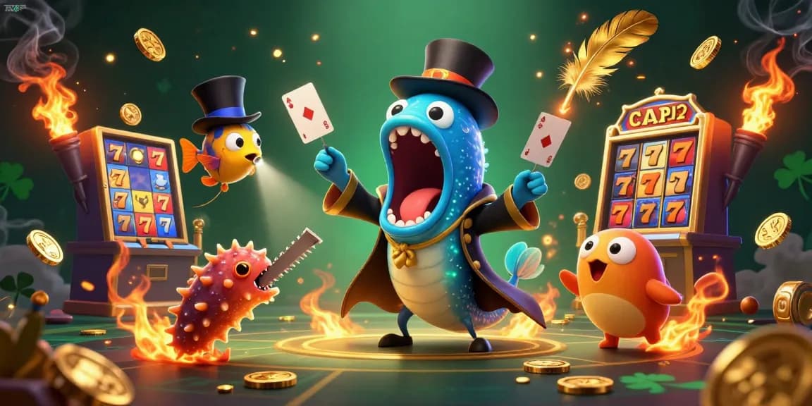 Experience the excitement of TR88's vibrant casino world with engaging deep-sea characters performing tricks.