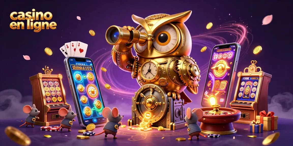 Vissez vos gains avec le casino en ligne illustré par une chouette d'or à vapeur.