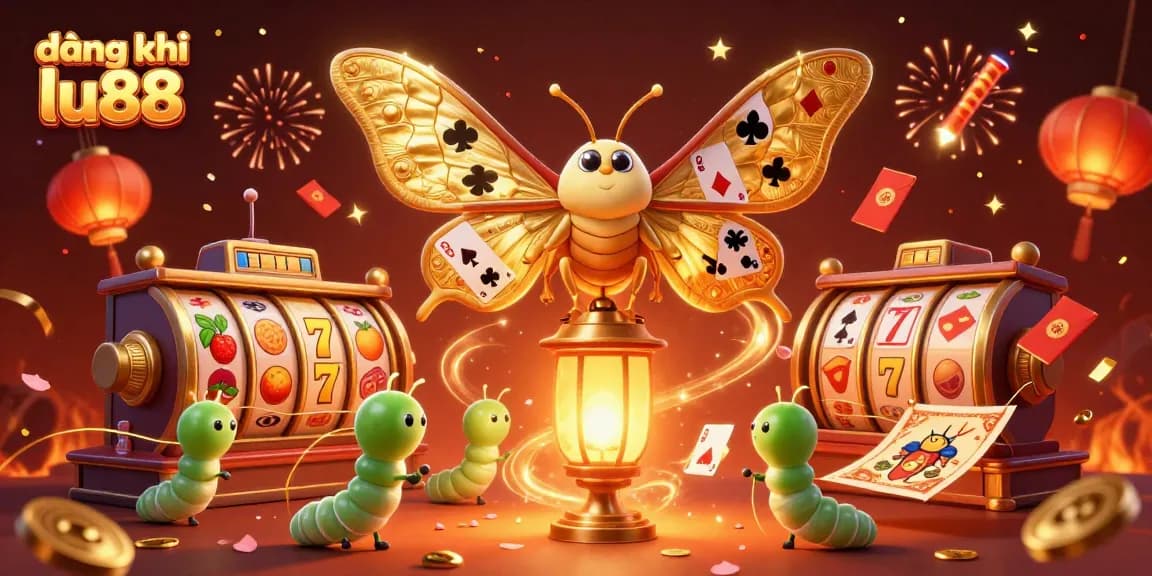 Engage with đăng ký lu88 through a vibrant casino-themed illustration with golden motifs.