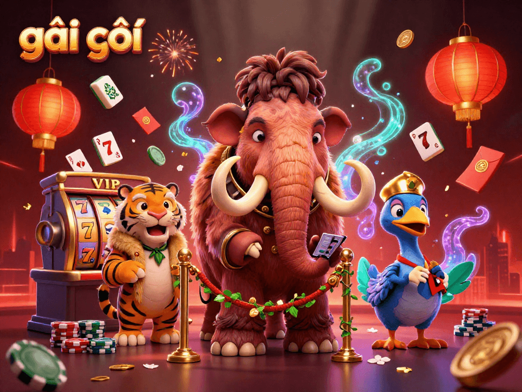 Hình ảnh gái gọi tương tác trong sòng bạc với bouncer mammoth và khách VIP, thể hiện hành động năng động.
