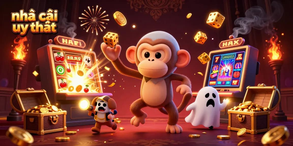 Experience the excitement of nhà cái uy tín with golden treasures and thrilling casino action in this vibrant scene.
