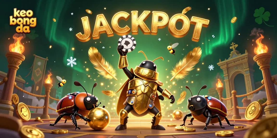 Engage in keo bong da action with a hercules beetle champion and vibrant casino elements.