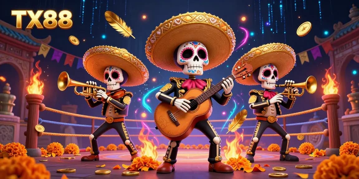 Engage with TX88's vibrant casino scene featuring a mariachi band and dynamic betting elements.