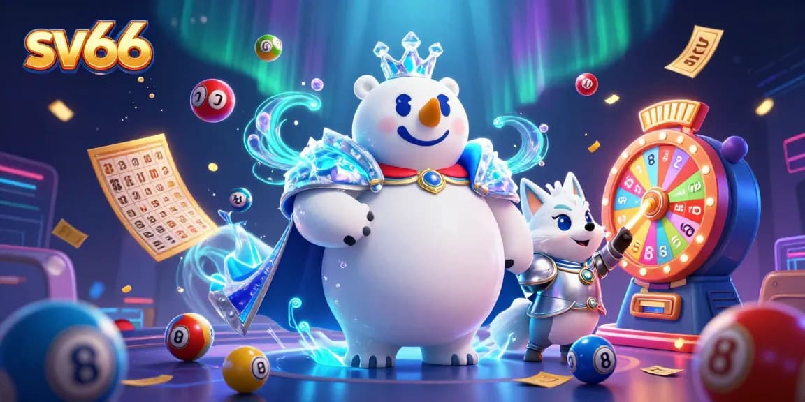 Engage in thrilling games with SV66's vibrant casino atmosphere featuring the ice king and snow fox.