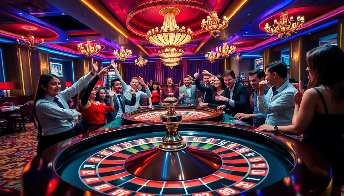 Menggembar-gemborkan kemenangan di meja roulette Neko Toto dalam suasana kasino yang meriah.