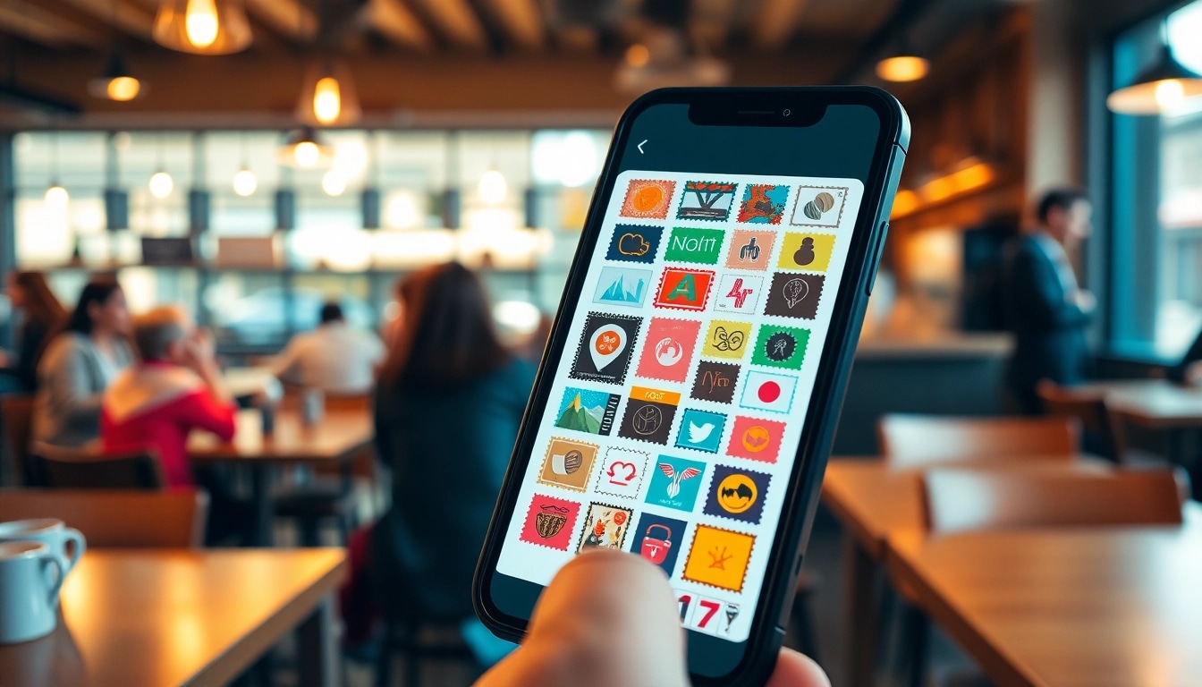 Engaging display of digital stamp cards on a smartphone, promoting customer loyalty.
