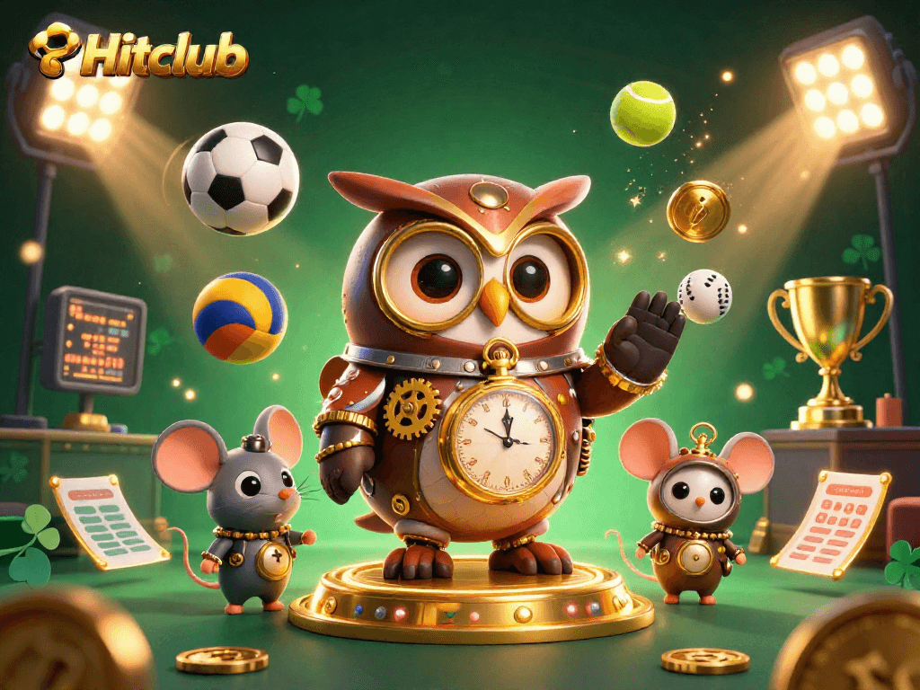 Hitclub brings excitement as a time-traveler owl and companion navigate a vibrant casino world.