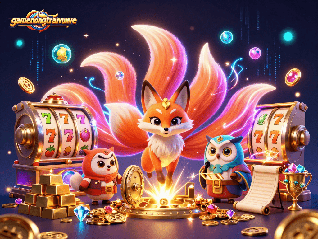 Spin to win with gamenongtraivuive in a vibrant 3D slots adventure full of treasure.