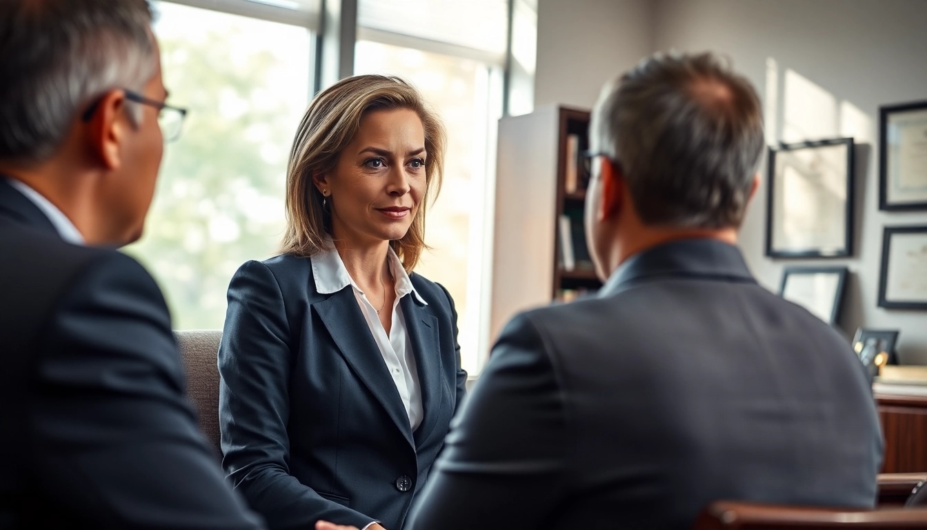 Engaging Sandusky Personal Injury Attorney consulting with a client in a professional office setting.