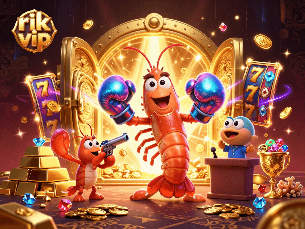 Experience the excitement of rik vip with this vibrant casino illustration featuring dynamic gameplay and treasures.