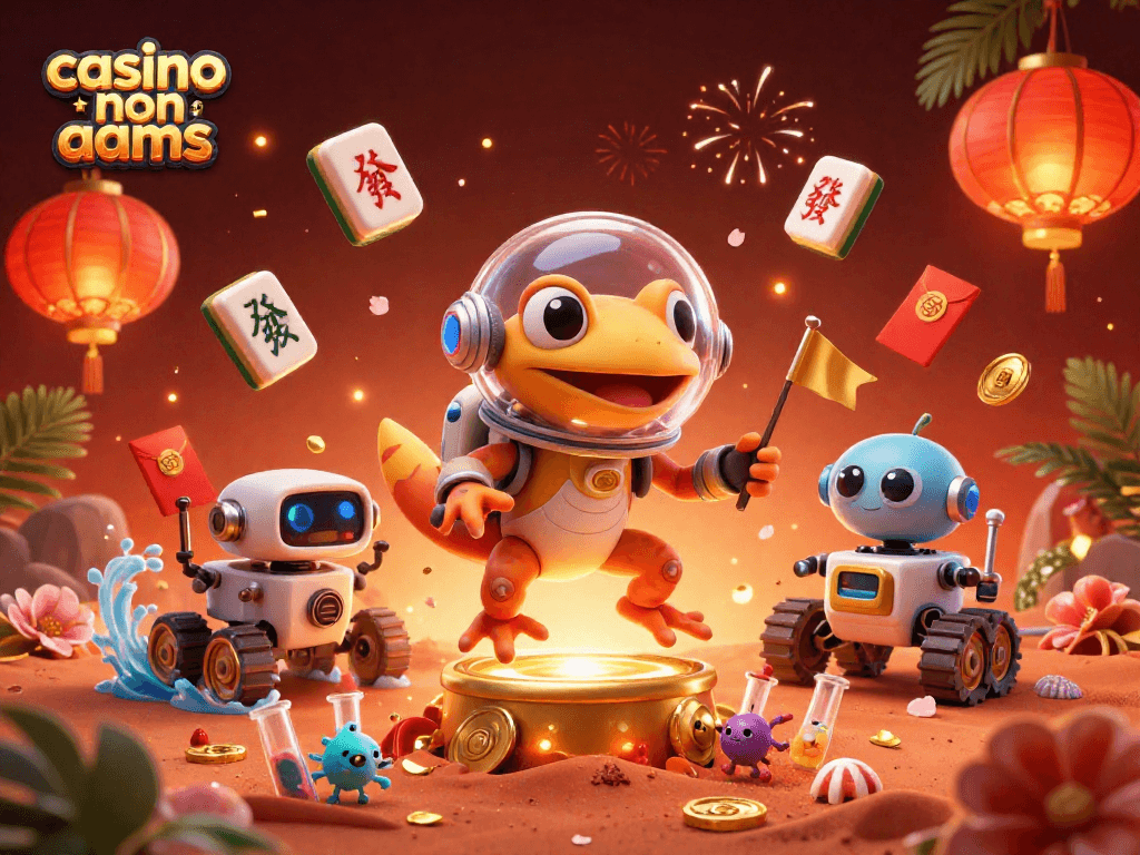 Scopri il casino non AAMS mentre il gecko marziano esplora un tesoro dorato nel deserto rosso.
