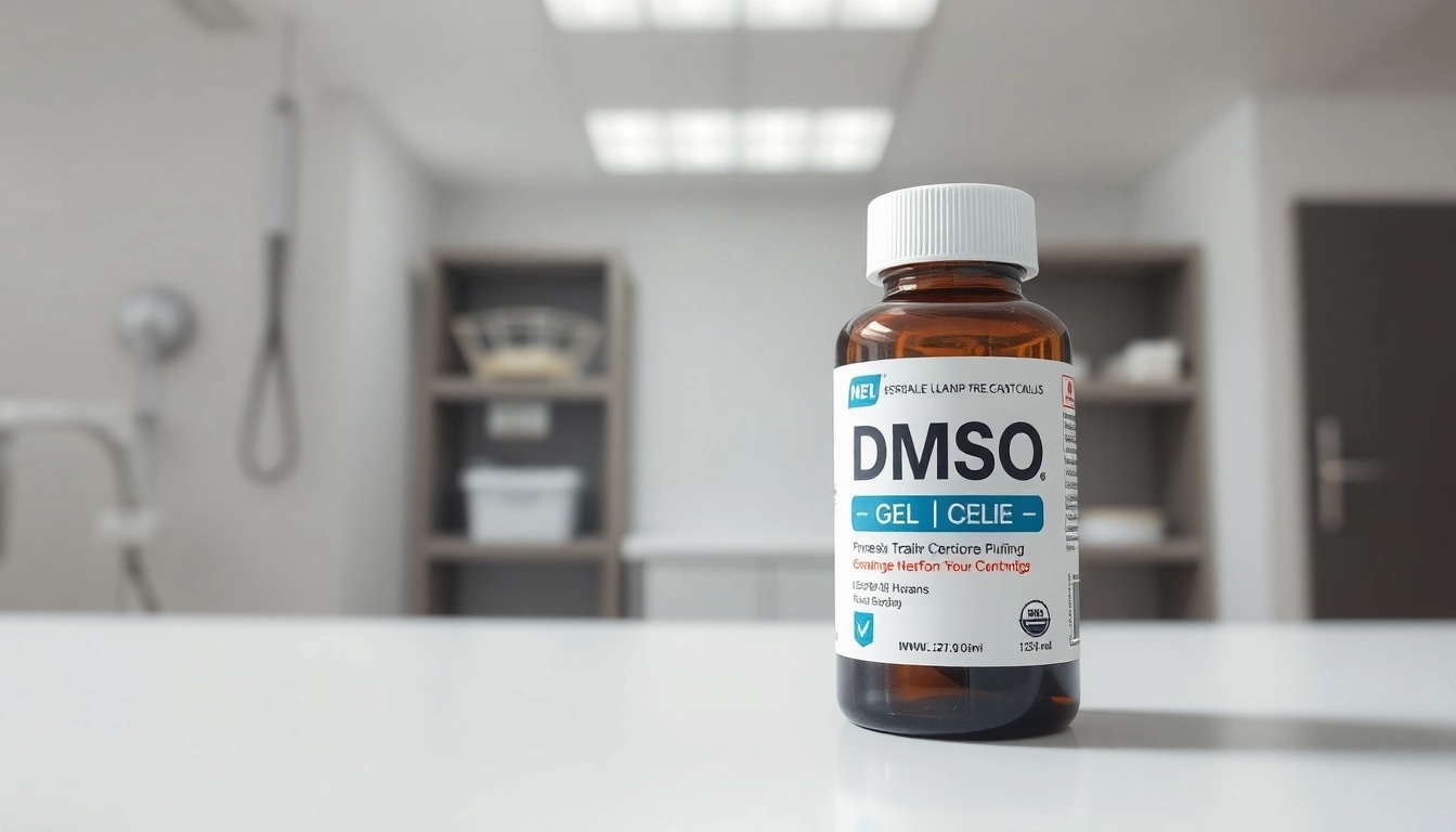 Showcase dmso gel for humans bottle highlighting its therapeutic benefits in a medical setting.