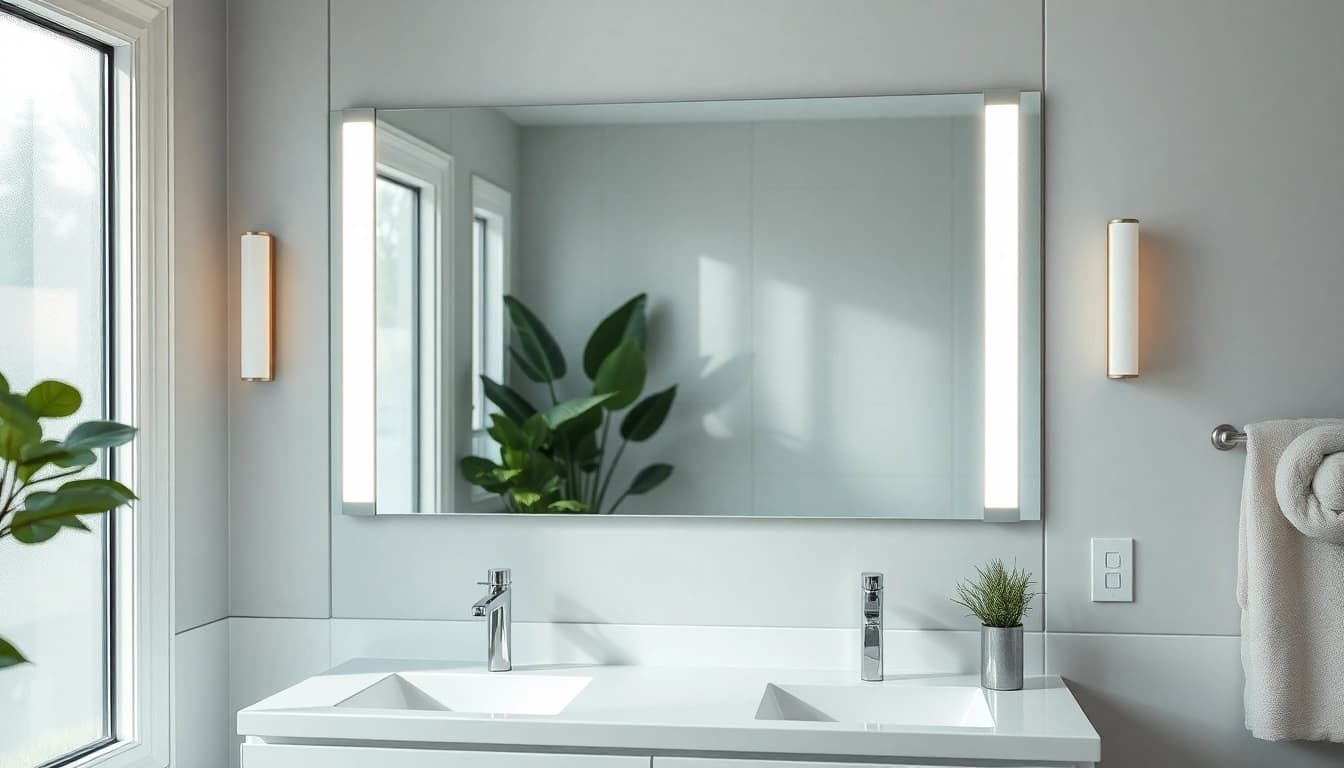 Illuminate your beauty routine with a stylish led vanity mirror featuring built-in lights.