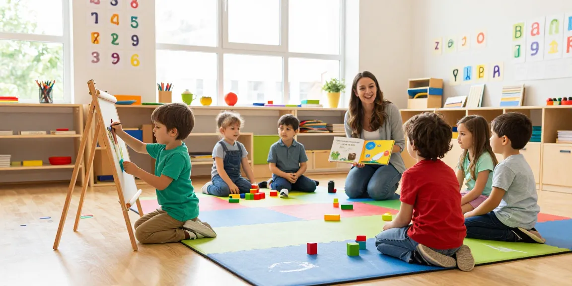 The Reggio Emilia Approach in an engaging preschool classroom with children exploring creativity and learning actively.
