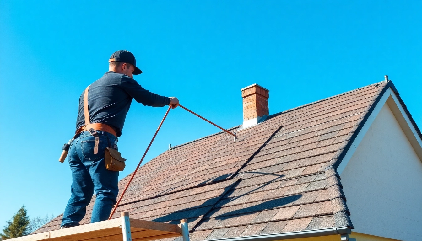 Skilled roofer performing кровельные работы Минск on a residential property, showcasing professionalism and quality.