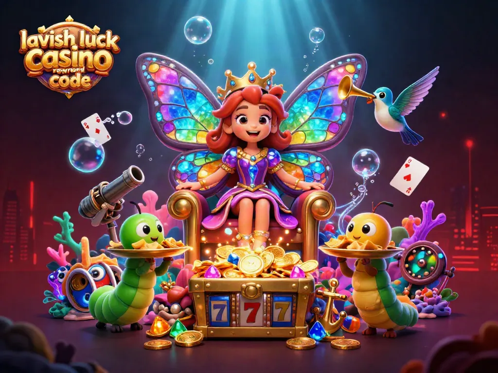 Experience the lavish luck casino reward code with vibrant 3D illustration featuring dynamic casino elements.