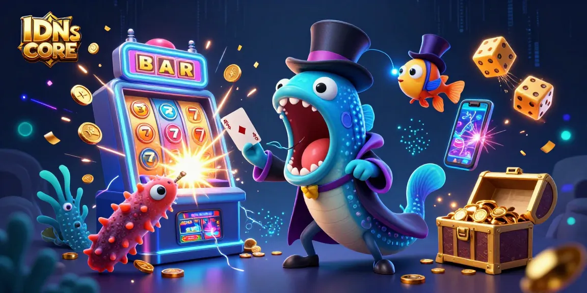 Join IDNSCORE for an engaging online casino experience showcasing vibrant characters and dynamic slot elements.