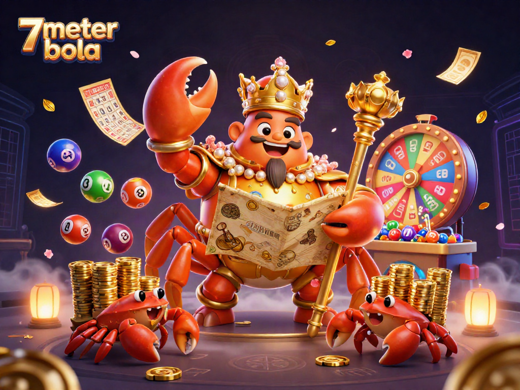 Immerse in 7meter bola excitement with a dazzling crab emperor leading a vibrant gaming scene.