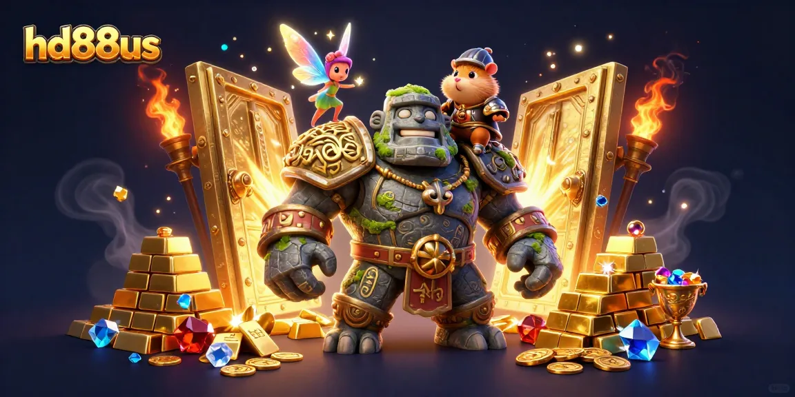 Join the excitement of hd88us with magical guardians and treasures in this vibrant casino illustration.