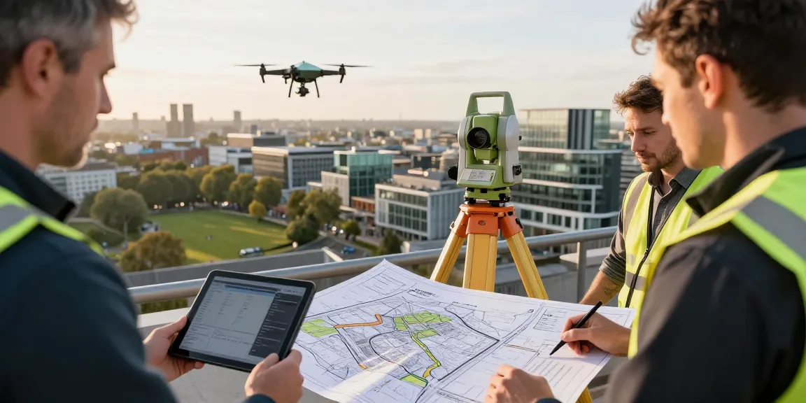 Topographical surveys london conducted by professionals using advanced equipment in urban setting.