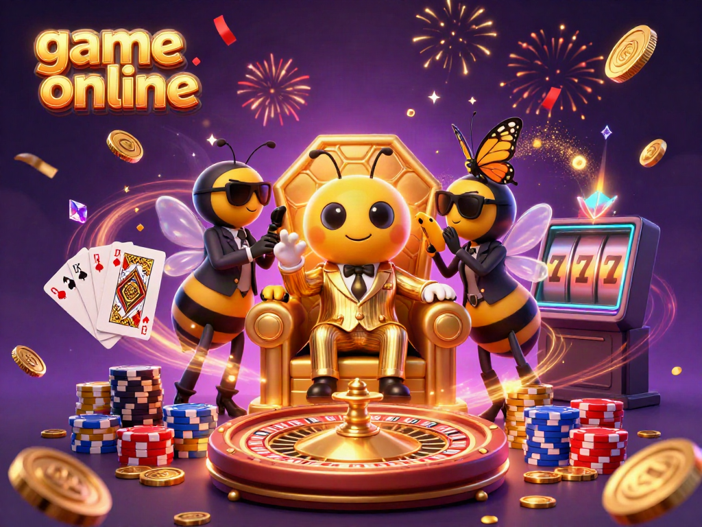 Experience thrilling game online action with a buzzing bumblebee mob boss in a vibrant casino scene.
