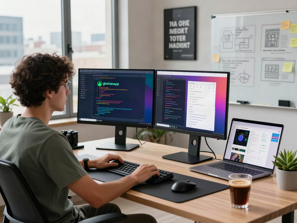 Engaging gbwhatsapp interface in a vibrant tech workspace highlighting productivity and innovation.