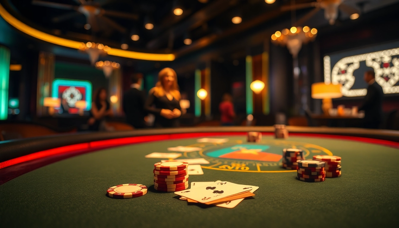 Permainan bossmahjong yang menarik di meja blackjack kasino dengan suasana menegangkan.