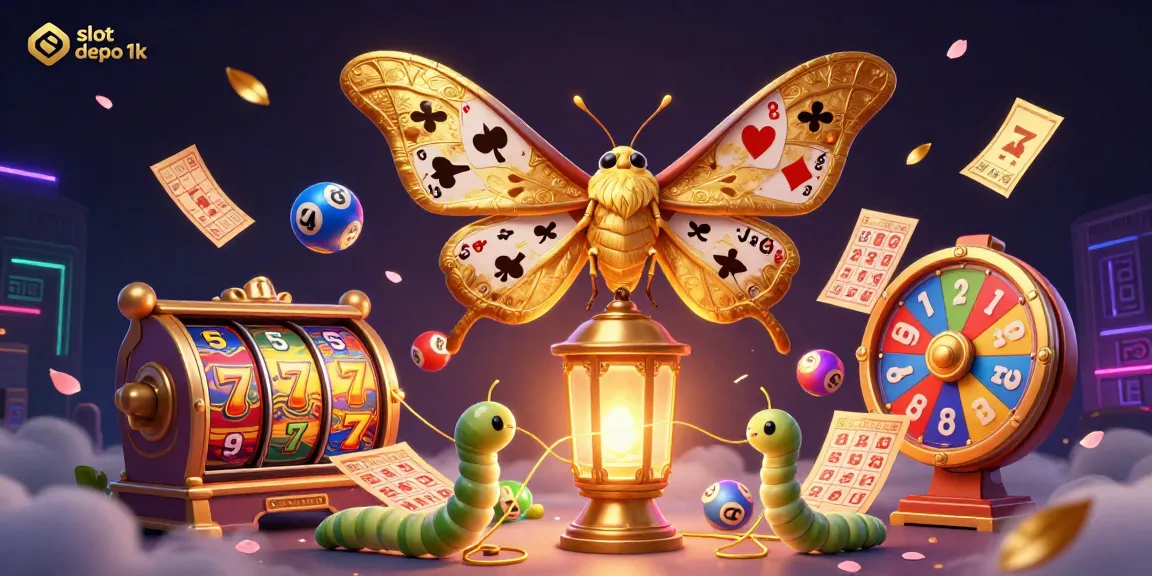 Experience the thrill of slot depo 1k with a vibrant 3D illustration showcasing dynamic casino elements.